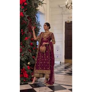 Top-Plazzo y Dupatta Set con bordado pesado Trabajo XL Tamaño Party Wear Look - Product Image 6