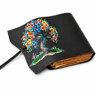 Carnet artisanal en cuir souple avec motif Arbre de Vie et Attrape-rêves, 100 feuilles de papier vintage à bords festonnés, journal intime, cadeau