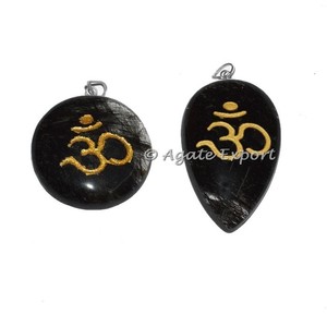 Venta al por mayor de Sanación reiki chakra colgante de cuarzo de oro Oval colgantes de Chakra - Product Image 3