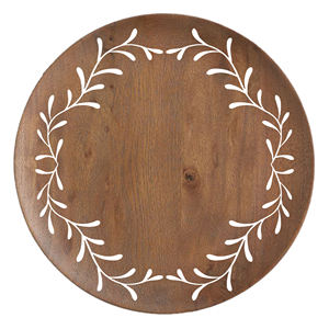 Assiette de présentation rustique en bois d'acacia de 13 pouces avec incrustation de vigne blanche, sous-assiette ronde en bois pour décoration de mariage de luxe, vaisselle d'hôtel et événements - Product Image 1