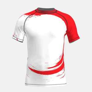 Camiseta de compresión (Rash Guard) para hombre de color liso, de alta calidad, para gimnasio y MMA, con estampado personalizado por sublimación, de media manga, para lucha. - Product Image 1