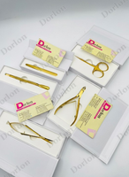 Outils de soin des ongles luxueux en acier inoxydable durable, ciseaux à ongles en plasma doré, pince à cuticules réutilisable, boîte à ongles
