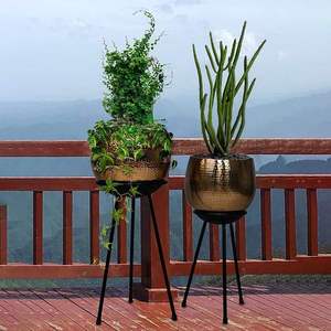 Support de pot de fleurs en métal doré pour décoration intérieure moderne, sculpté à la main, écologique, élégant, pour plantes et fleurs de jardin - Product Image 3
