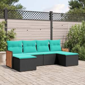 Conjunto de Sofás para Patio en Negro y Azul, Colección de Muebles Elegantes para Exteriores - Product Image 1