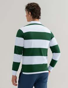 Chemise décontractée à manches longues rayée verte et blanche pour homme DAIMSTAR, col boutonné, tissu popeline respirant, idéale pour le printemps - Product Image 3