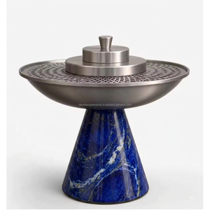 Quemador de Incienso Árabe de Metal al por Mayor, Elegante Pedestal de Mármol Azul, Incensario para el Hogar, Soporte para Aromaterapia - Product Image 5