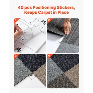 Piastrelle per Moquette Modulari Riutilizzabili 20x20 Pollici, 24 Pezzi, Tappeto Quadrato Morbido Imbottito Senza Cuciture, 66.6 piedi quadrati, per Pavimenti Commerciali e Alberghieri - Product Image 3