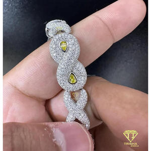 Sparkling <b>Infinity</b> Symbol Moissanite <b>Bracelet</b> With Yellow Stones And Hip Hop Bling Jewelry for men & women - Product Image 2