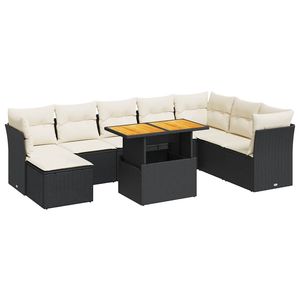 Conjunto de Sofás de Jardín en Negro y Blanco Crema - Product Image 2