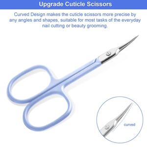 Tijeras para Cutículas Extra Finas, Acero Inoxidable de Grado Quirúrgico, Hojas Curvas Cuadradas, para Diestros, para Manicura y Cejas - Product Image 1