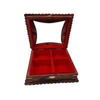Boîte de rangement en bois artisanale avec couvercle en verre, motif floral, organiseur de bijoux, boîte à souvenirs multifonctionnelle, cadeau, décoration vintage pour la maison