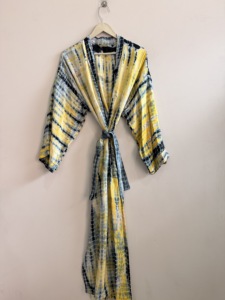 Robes longues bohèmes d'été, kimono vintage en soie de sari, robes faites à la main - Product Image 3