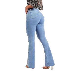 Jeans de Mezclilla Casuales Elásticos y Ajustados para Mujer, Transpirables, Estilo Ligeramente Acampanado, con un Lindo y Dulce Diseño con Logotipo en la Cintura para el Verano - Product Image 4