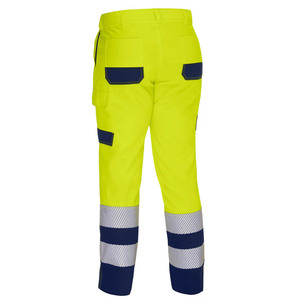 Pantalon de travail haute visibilité pour homme, bandes réfléchissantes, coupe droite, en velours côtelé mi-lourd, polyester, imperméable, respirant, écologique - Product Image 2