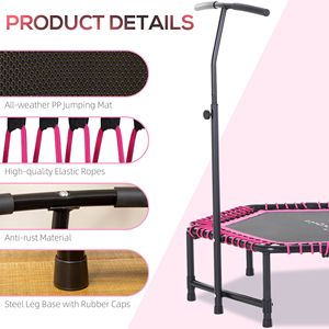 Trampolino Esagonale Jumparoo 4.5ft Rosa per Esterni con Barra Regolabile per l'Divertimento dei Giovani Esploratori - Product Image 6