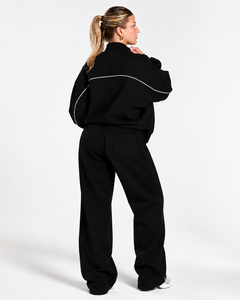 <b>Women</b> Contrastline Zipper Tracksuit Casual Two Piece Set Relaxed Fit <b>Jacket</b> And Wide Leg Pants Matching Outfit Wholesale Apparel - Product Image 2
