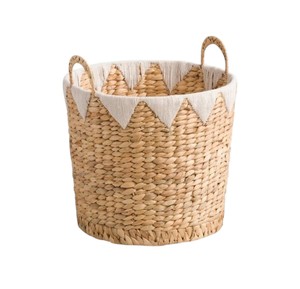 Panier rustique en jacinthe d'eau tressé à la main, panier de rangement polyvalent avec motif, organisateur naturel écologique artisanal - Product Image 1