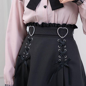 Cute Girls Heart <b>Rings</b> High Waisted Mini Skirt Women Gothic Lace-up A-line Streetwear Short Fashion Skirt - Product Image 1