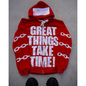 Suéter desgastado de nuevo diseño para hombre, ropa de calle, sudaderas estampadas Y2K, sudaderas gráficas holgadas hechas a medida - Product Image 5