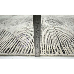 Ensemble de tapis en laine vintage marocain de conception géométrique de diamant de charbon de bois 43 "blanc ivoire doux pour les tapis de chambre à coucher de salon - Product Image 1