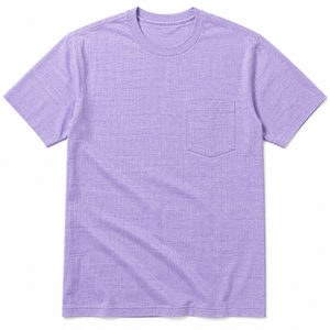 เสื้อยืดคอกลมแขนสั้นทรงเข้ารูปลำลองสำหรับผู้ชาย ผ้าคอตตอนเจอร์ซีย์ถัก พร้อมกระเป๋าลายพิมพ์ด้านหน้า - Product Image 1