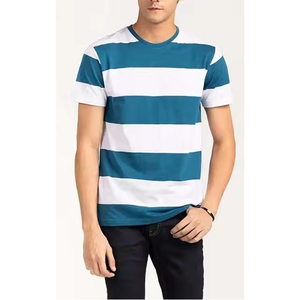 <b>Men</b> Oversized Cotton <b>T</b> <b>Shirt</b> Crew Neck Short Sleeve <b>Striped</b> Casual Daily Wear - Product Image 3