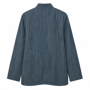 Blazer rayé à col mandarin pour femme, manches longues, respirant, tissé, bouton unique, longueur standard, idéal pour l'automne - Product Image 2