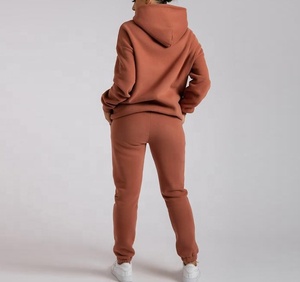 Costume de survêtement à capuche unisexe homme et femme, épais, uni, décontracté, chaud, automne, lot de 2 pièces, Direct d'usine, - Product Image 4