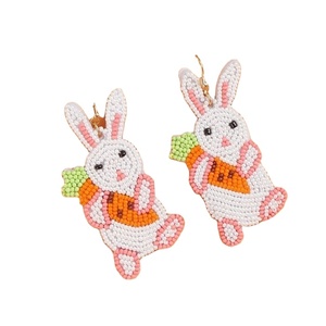 ต่างหูกระต่ายอีสเตอร์สุดคลาสสิกพร้อมลูกปัดสีพาสเทลติดมุกเพชรน่ารักกระต่ายอีสเตอร์ในไข่ของขวัญงานแต่งงานสำหรับผู้หญิง - Product Image 1