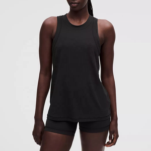 Women's <b>Black</b> Sleeveless <b>Tank</b> <b>Top</b> Crew Neck <b>Knitted</b> Breathable Solid Color Casual Style - Product Image 1
