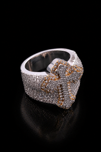 Handcrafted Exclusive Two Tone <b>Cross</b> <b>Ring</b> Full Iced Moissanite Diamond Pave Setting Hip Hop Fashion Jewelry Gift for Man's - Product Image 4