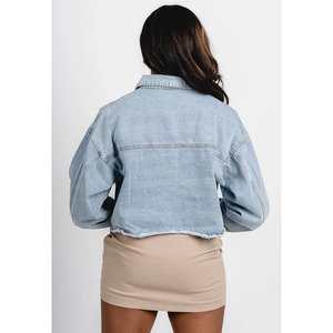 <b>Women's</b> Denim Jacket Casual Outwear <b>Spring</b> Autumn Regular Fit Vintage Stonewashed 100% Cotton Button up <b>Coat</b> <b>for</b> Ladies - Product Image 4