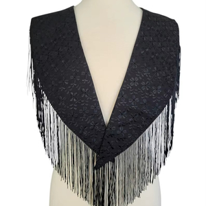 Luxury Gold Hand Embroidered Beaded Fringe Cape Blouse Designer <b>Sequin</b> Tassel Shoulder Collar <b>Top</b> for Wedding & Stage Wear - Product Image 1
