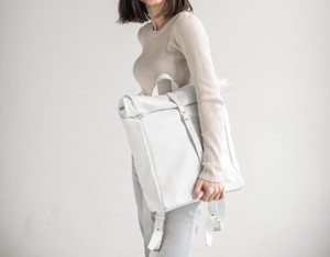 City Explorer <b>Leather</b> Roll Top <b>Backpack</b> Durable Rucksack For Urban Discovery Real <b>Leather</b> Laptop Bag LRTB-0178C - Product Image 2