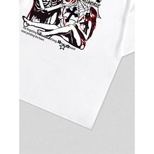 Ensemble court 2 pièces d'été imprimé sérigraphié à épaules tombantes, T-shirt col rond et short imprimé 3D en relief de haute qualité - Product Image 2