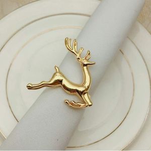 <b>Hand</b> <b>Casted</b> Luxury Reindeer Napkin Ring Gold Plated Food Contact Safe Tableware Decorative Deer Napkin Ring Christmas Decoration - Product Image 1