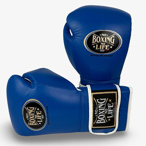 No Boxing No Life Navy Blue <b>Strap</b> Closure Boxing Gloves Professional Sparring Training Genuine Leather Martial Arts Adults Glove - Product Image 4