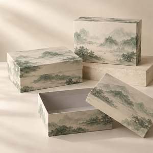 Boîte personnalisée avec couvercle et base en sable aquarellé pour l'emballage de masques faciaux en cadeau - Product Image 6