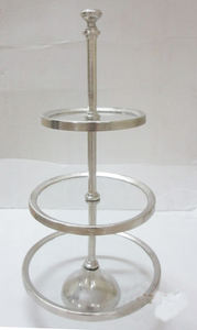 Soporte de cristal para tartas y postres con borde metálico, accesorios de cocina para bodas, fiestas, soporte para platos de galletas, herramientas para tartas - Product Image 3