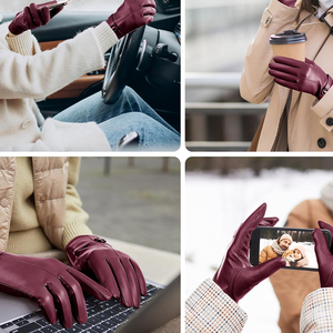 New Arrival Stylish Women's Genuine Leather <b>Gloves</b> 100% Original Eco-Friendly Keeping <b>Warm</b> Casual Party Winter Leather <b>Gloves</b> - Product Image 2