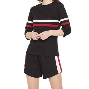 Dernières tendances de la mode, vêtements décontractés pour femmes, ensembles de t-shirts et shorts, couleur unie, ensembles de 2 pièces pour femmes, été, OEM personnalisé - Product Image 1