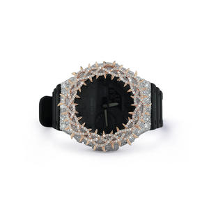 Reloj de Diamantes Moissanite Elegante para Uso Diario con Caja de Plata 925 y Correa de Goma Estilo Half Throne - Product Image 1