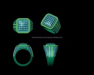 Men's 925 Silver Rhodium Plated Custom Moissanite Pave Setting Geometric <b>Cocktail</b> <b>Ring</b> Birthday Wedding Anniversary Band Iced - Product Image 5