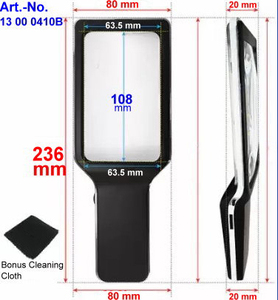 4X Rectangular Handheld Magnifier with 10 Dimmable switch <b>SMD</b> <b>LED</b> light - Product Image 4