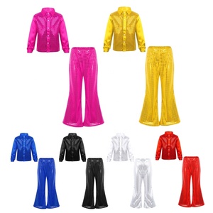 7-14 enfants garçons Jazz danse tenue paillettes paillettes chemise avec <span class=keywords><strong>pantalon</strong></span> évasé pour danser <span class=keywords><strong>Disco</strong></span> scène Performance thème fête anniversaire - Product Image 1