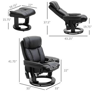 Poltrona Massaggiante Elettrica a 10 Punti con Poggiapiedi e Funzione Girevole per Soggiorno, Camera da Letto, Ufficio - Product Image 3