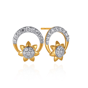 Pendientes de Diamantes Solstice Petal, Románticos, de Oro Amarillo, con Diseño de Flor, Diamantes Naturales de Corte Brillante Redondo - Product Image 2