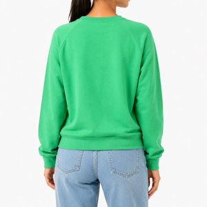Sudadera de cuello redondo para mujer, jersey de punto verde liso, manga larga, corte regular, informal de invierno - Product Image 3