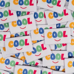 Étiquettes tissées en coton, forme rectangulaire, lavables, pour vêtements, bord coupé au laser - Product Image 1