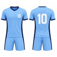 Uniforme de Fútbol Transpirable de Secado Rápido Unisex Más Vendido, Conjunto de Camiseta de Fútbol Azul Cielo Marino Sublimada, Ropa Deportiva de Entrenamiento de Verano